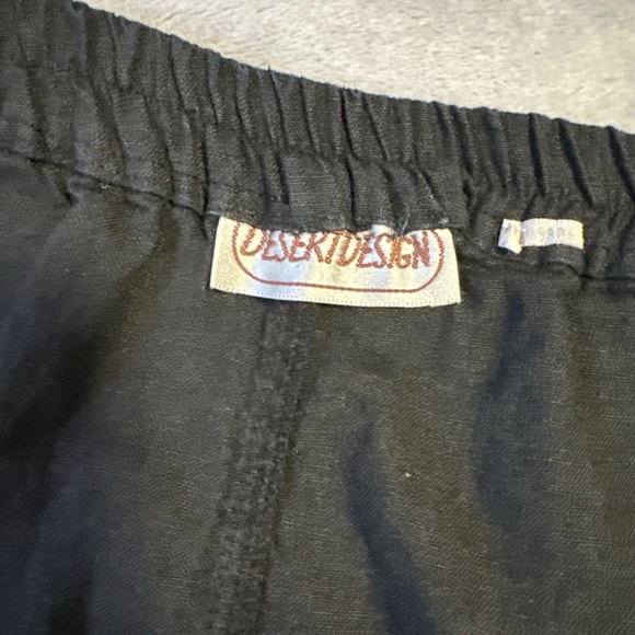 2X Plus Size 24 Linen Pants Women's Desert Design Black Wide Leg Patchwork Boho - Picture 6 of 11